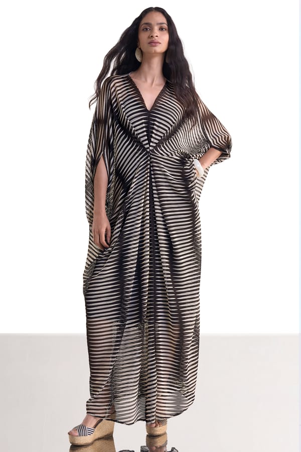 Monochrome Knitted Kaftan — Dash and Dot