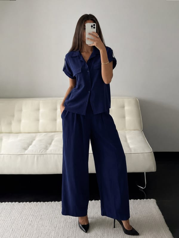 Navy Dual Pocket Co-Ord Set — Femmella