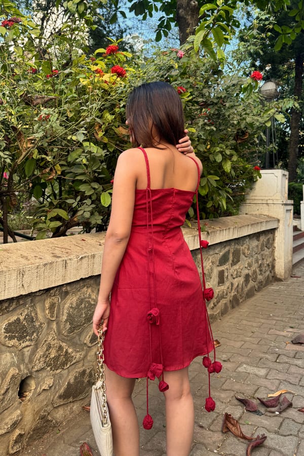 Scarlet Rose Mini Dress — ORGANIQUE