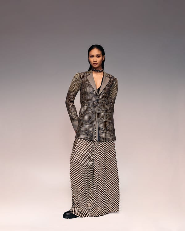 Ajrakh Check Wide Trouser — Kritika Murarka