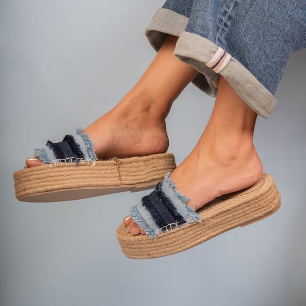 Saira Denim Sandals Platforms — PARI PARI