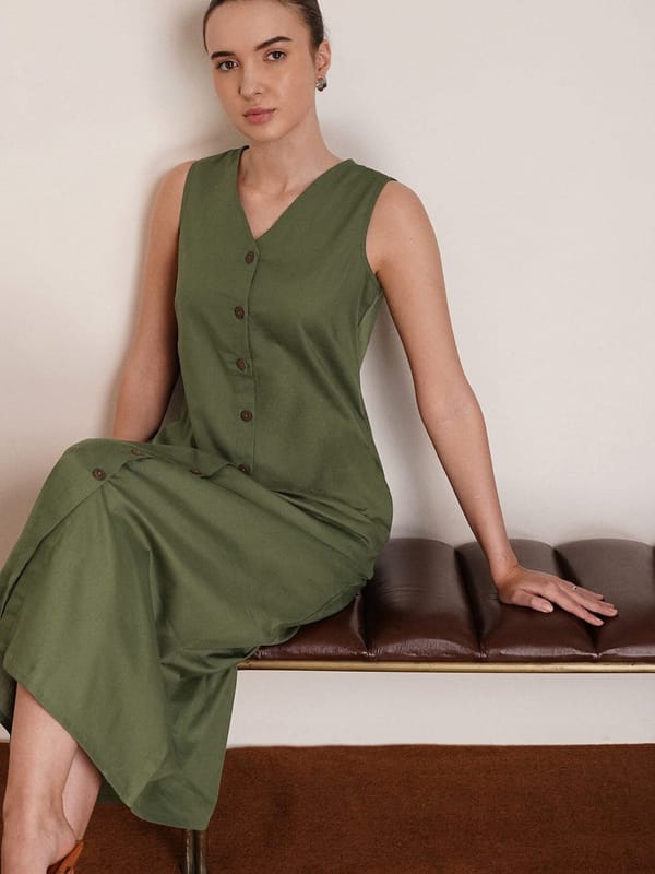 Cotton Button Down A-Line Dress — Fable Street