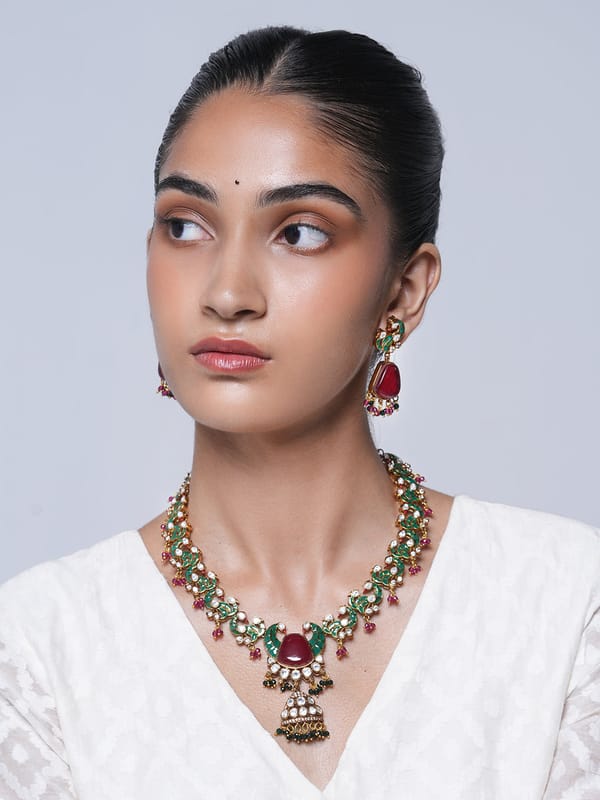 Jadau Peacock Necklace — Cao Jewellery