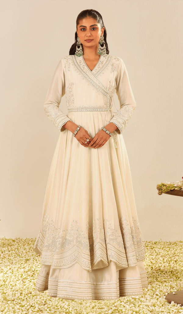 Daisy Ivory Silk Chanderi Anarkali Kurta Set with Skirt — Sheetal Batra