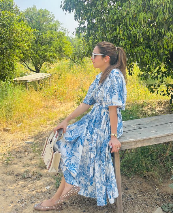 White and Blue Printed Cotton Shirt Midi Dress with Belt — SHOP MIOWW