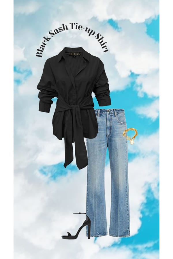 Black Oversized Shirt With Sash Tieup — Urban Suburban