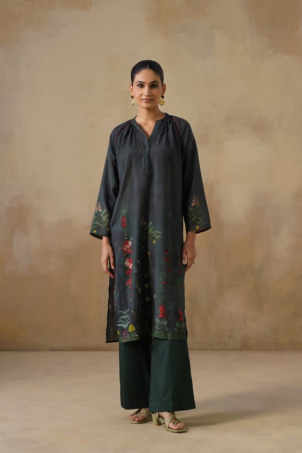 Midnight botanica long Kurta — IERA