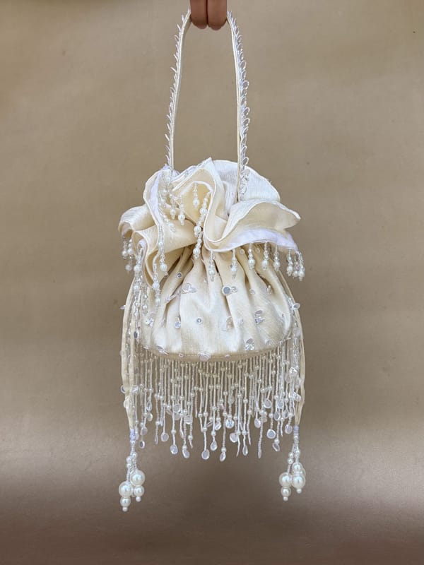 Pearl White Anaat Potli Bag — Plode