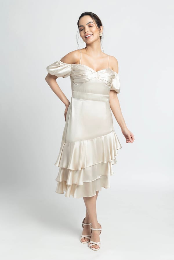 Creamy Puff Midi Dress — Julo
