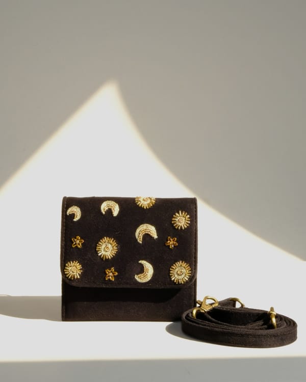 Sun Moon Phone Sling Wallet Black — DESI DRAMA QUEEN