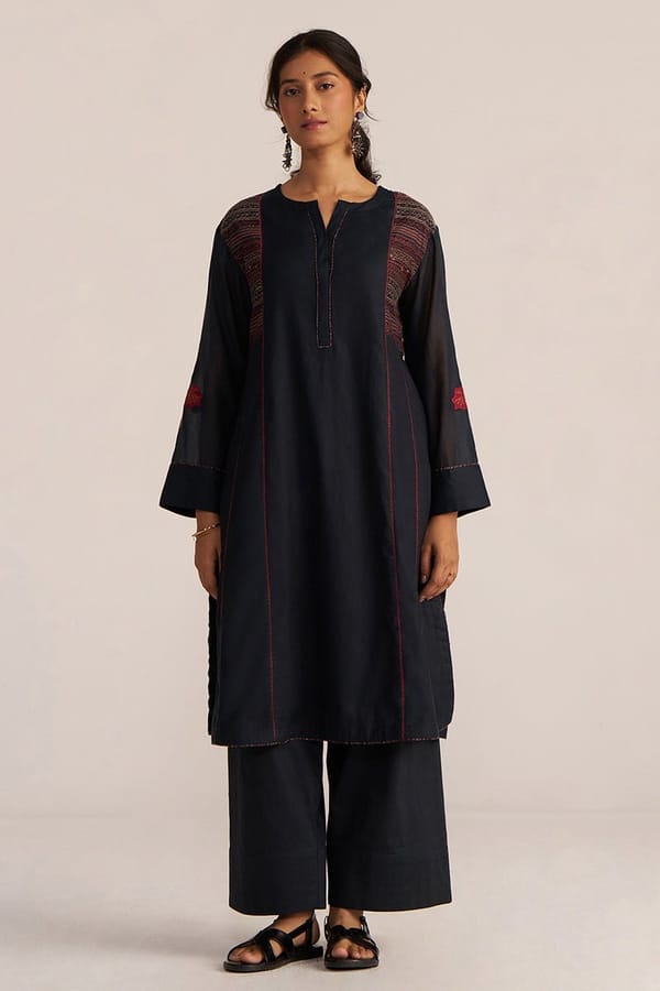 Black Embroidered Kurta and Palazzo Co-ord Set — Ganga Fashions Pvt Ltd