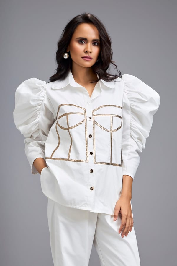 Puff-sleeve Corset Shirt — Deepika Arora