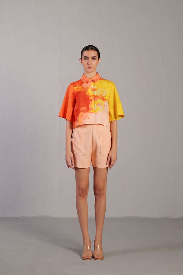 Diffuse Bright Orange & Yellow Shorts Set — CLOS