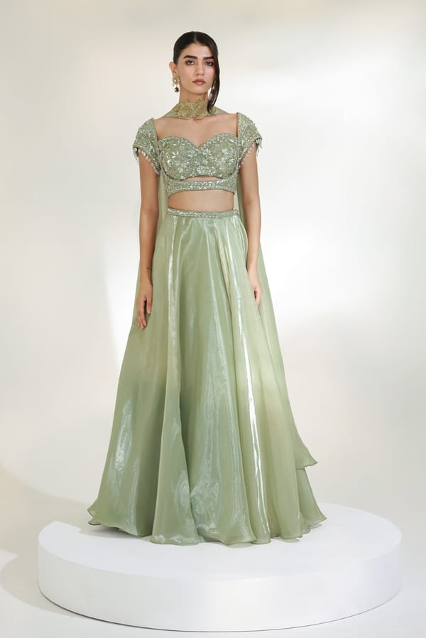 Sage Luxe Lehenga Set — LIBAS CAFE