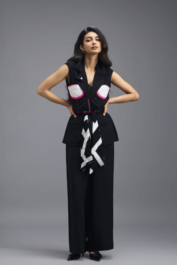 Co-ord Set With Sleeveless Blazer, Top & Trousers — Deepika Arora
