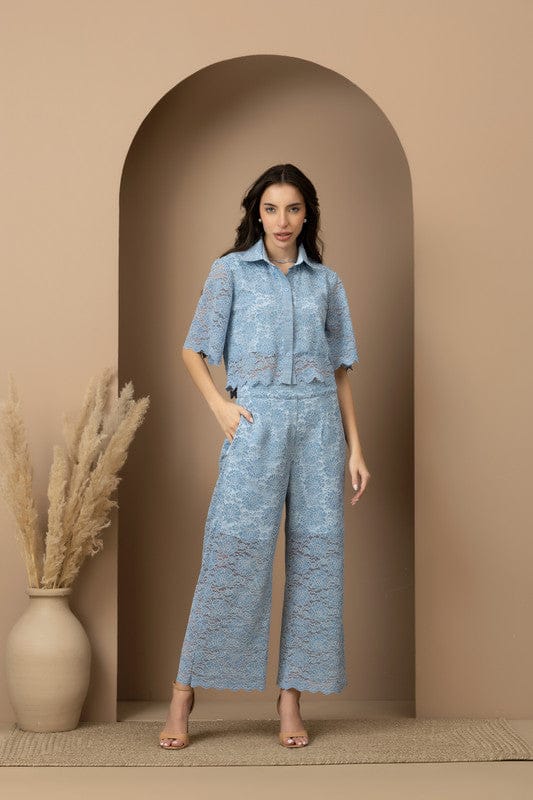 Hydrangea Crop Shirt & Pants Set — Rhe-Ana