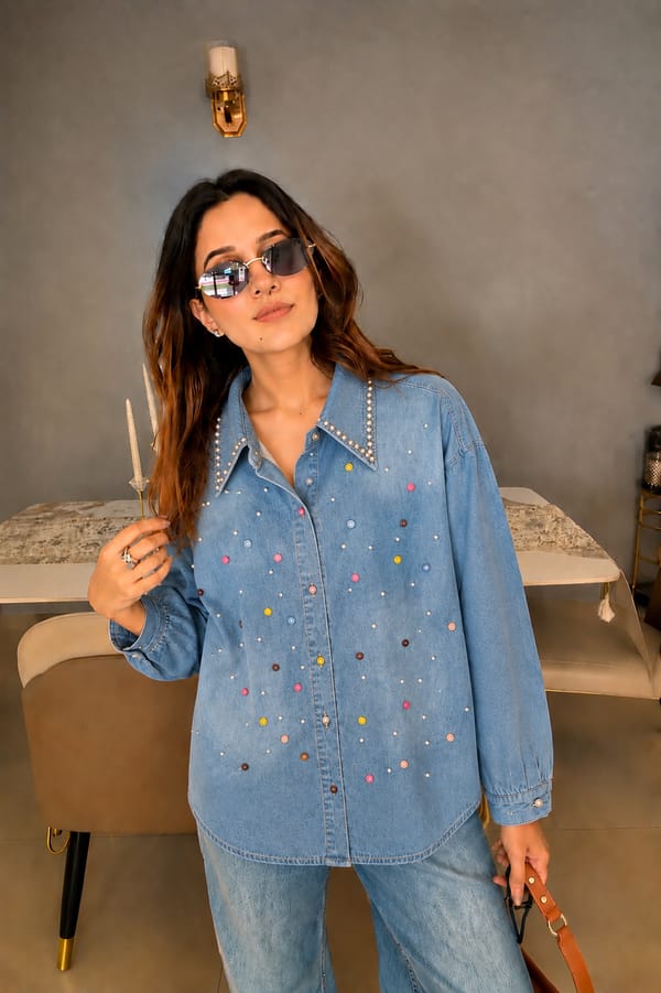 Button Detail Denim Shirt — CLOSET AFFAIR