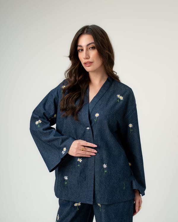 Midnight Daisy Wrap Top — MAGIA