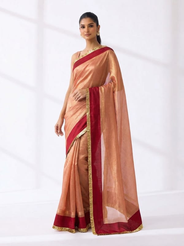 Peach Saree — Gotta Kinari