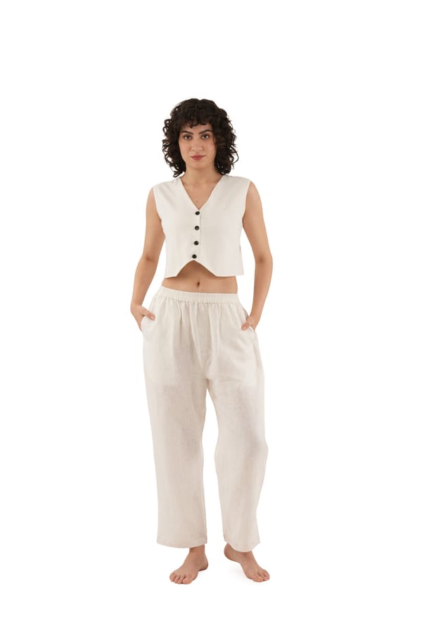 Lilen V-Neck Top With White Bottom — Khat