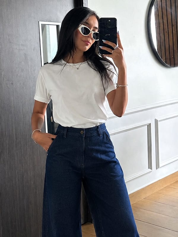 TrueStretch White Oversize Cotton T-Shirt — Femmella