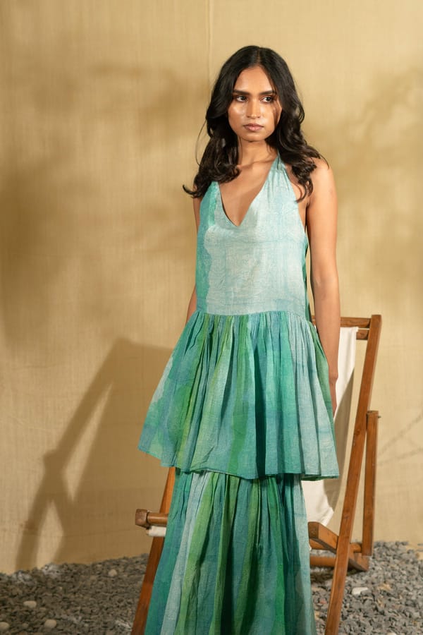 Aqua Halter Dress — Banana Labs