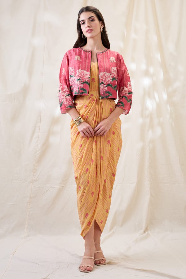 Ravya Embellished Drape Dress Set — SOUP by Sougat Paul