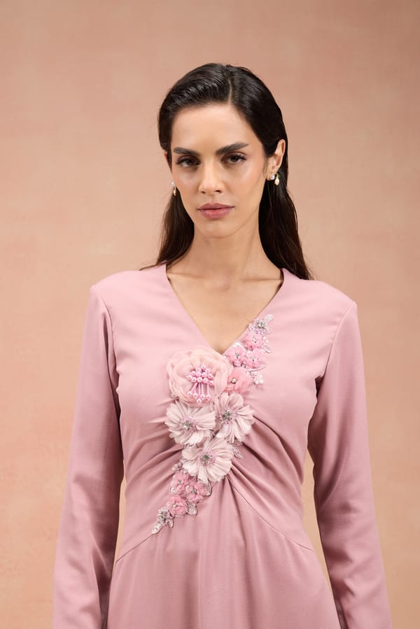 Mauve Floral Embellished Midi — Label IRIS