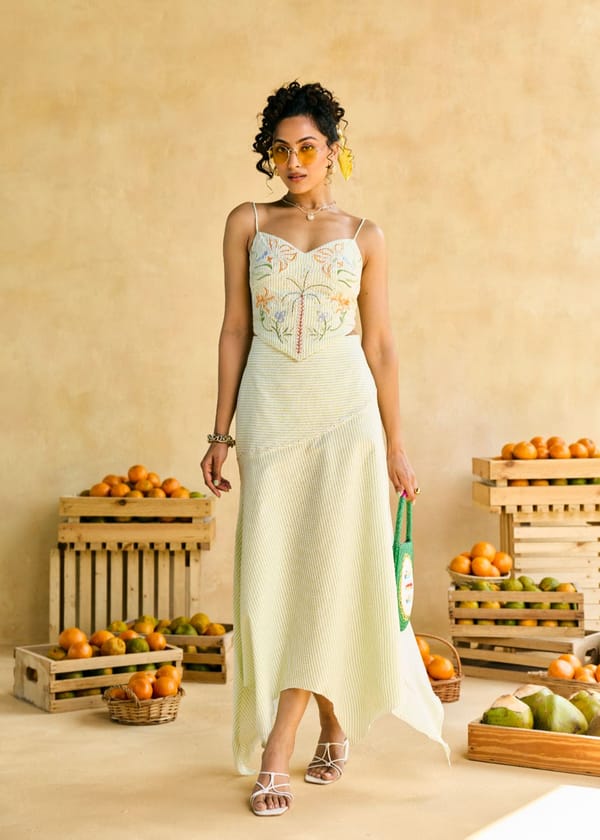 Palm Breeze Striped Midi Skirt — Lea Clothing