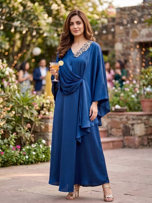Navy Angelica Long Dress — Chique