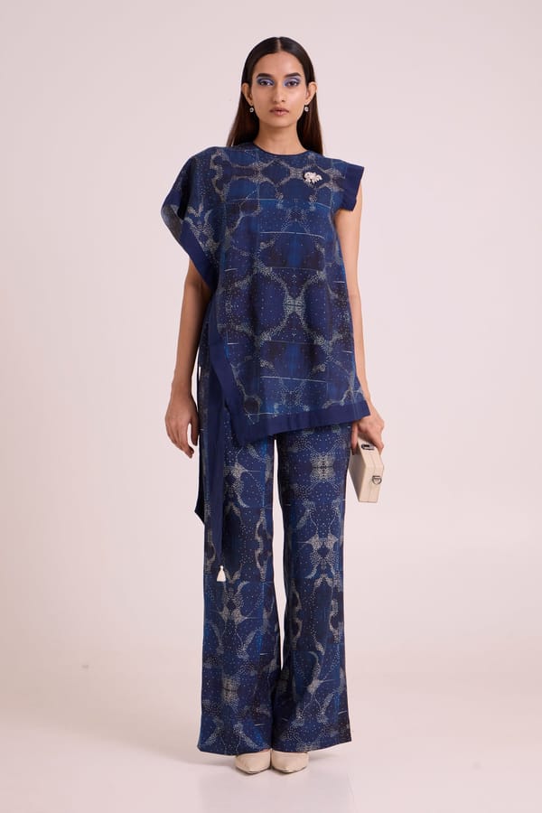 Indigo Printed Linen Top and Pant Co-ord Set — Madder Much