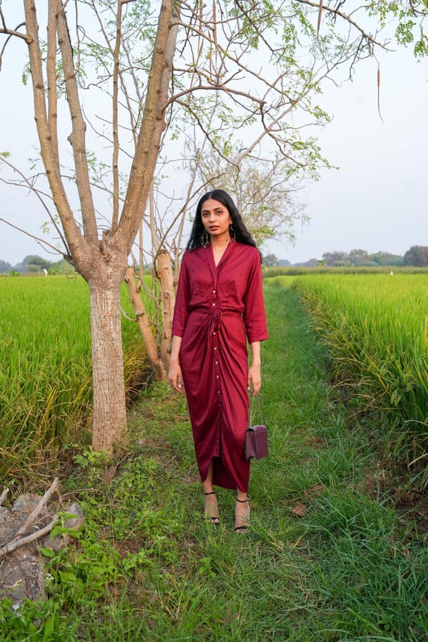 Merlot  Drape  Dress — EWOKE STUDIO