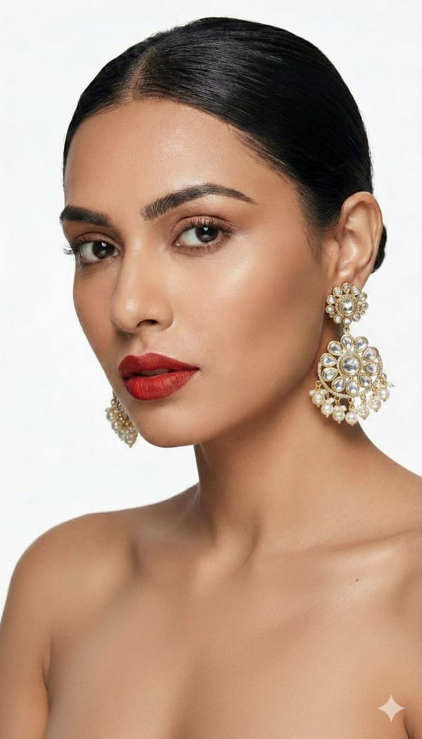 White Gold Danglers — The Glam by Mansha