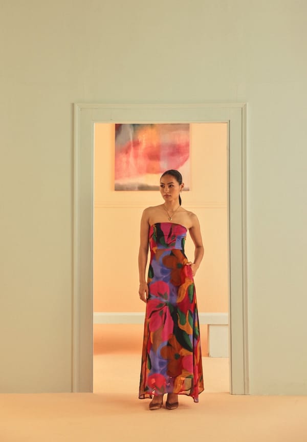 Multicolor Abstract Print Bandeau Maxi Dress — Sage by Mala