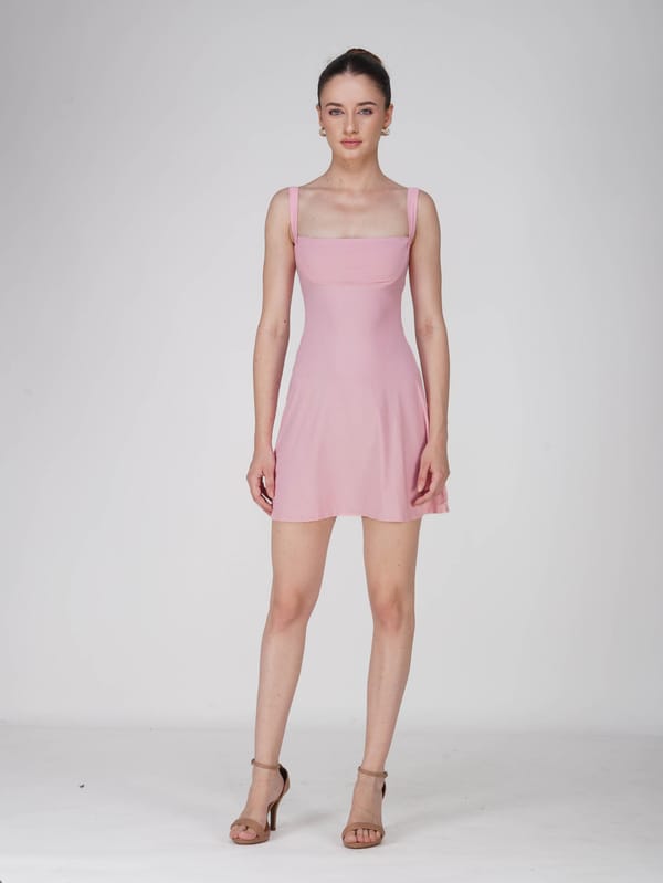 Pink Square Neck Dress - Shade Dress (Flamingo) — Select Staples