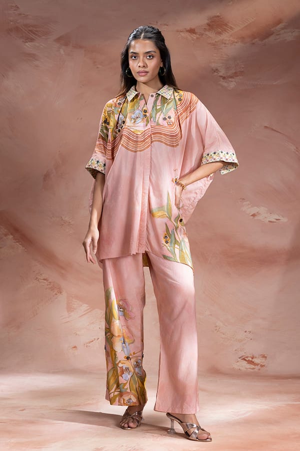 Zeya Embellished Kimono Tunic And Pants — SOUP by Sougat Paul