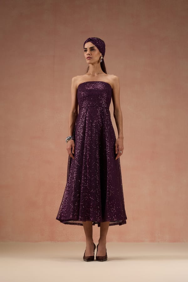Wine Pleated Midi — Label IRIS
