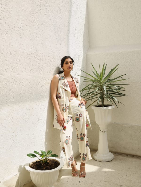Maroon & Mustard Sun & Moon Pants — TASHA INDIA