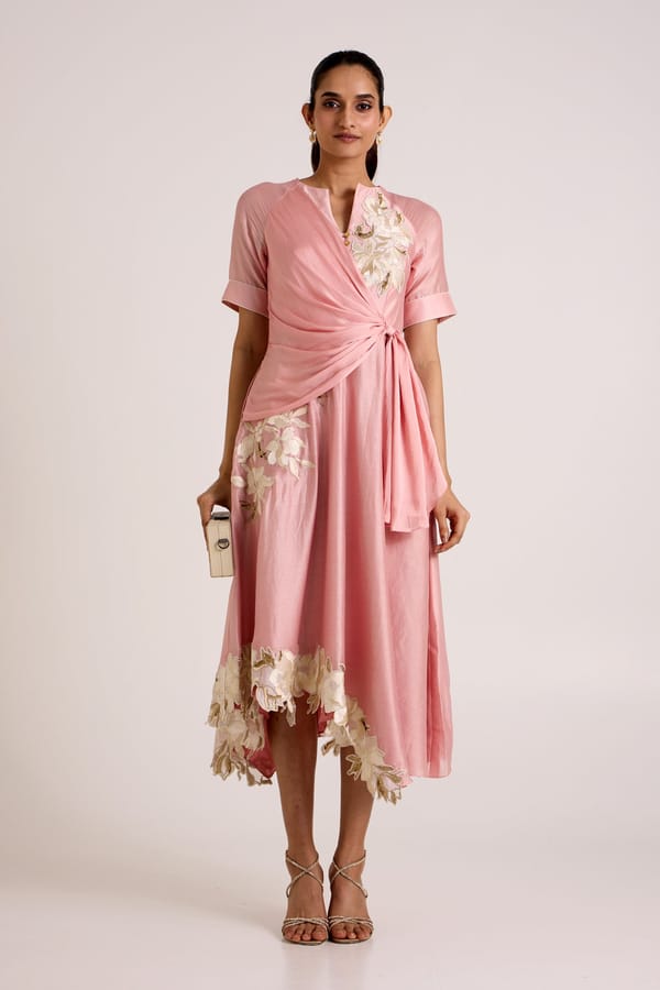 Ice Pink Raizin - Crossover Scarf Midi Dress — Madder Much