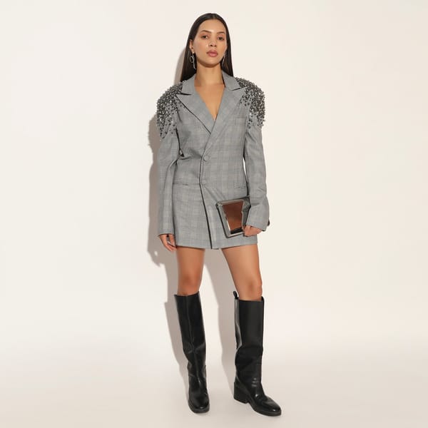 SELVARIS EMBROIDERED JACKET DRESS — Linetribe