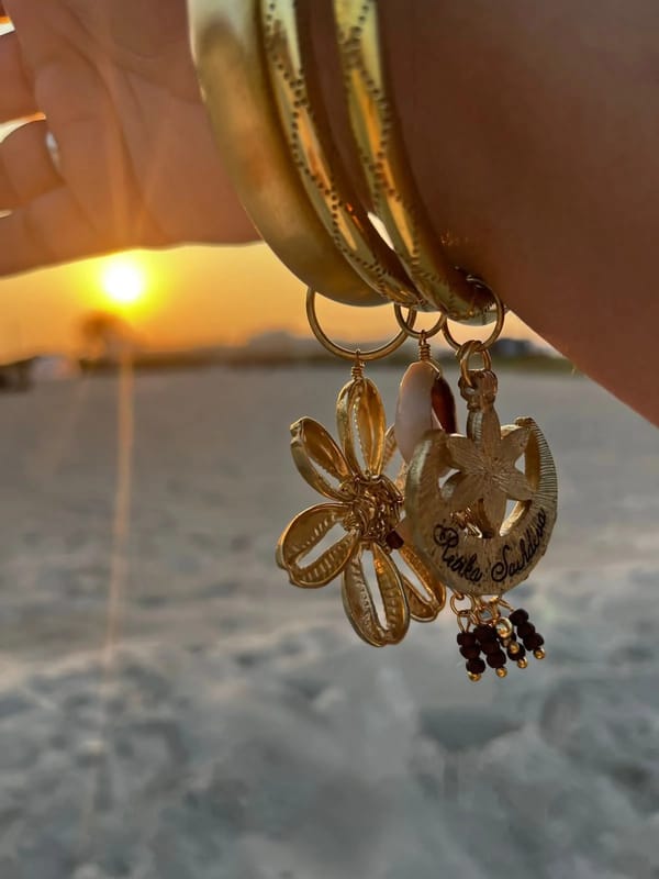 Gold 3 Bangles Stack With Mirror Hangings — Ritika Sachdeva