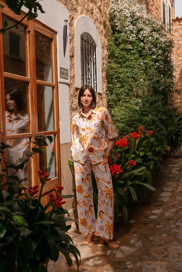White/Yellow Printed Shirt and Pant Co-ord Set — HAPPI SPACE