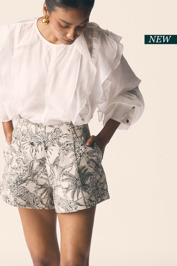 White High-Waisted Printed Hot Pants Shorts — Unrush