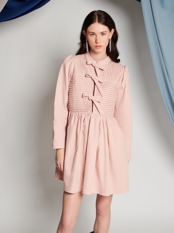 Pink Pintuck Bodice Smock Mini Dress — SISTER JANE