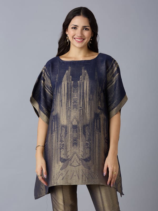 Brocade Scenery Design Wine Poncho — Cloth Haus