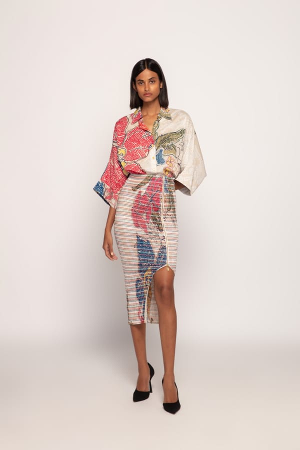 Ivory Multicolor Bandhani Print Batwing Shirt — Saaksha and Kinni