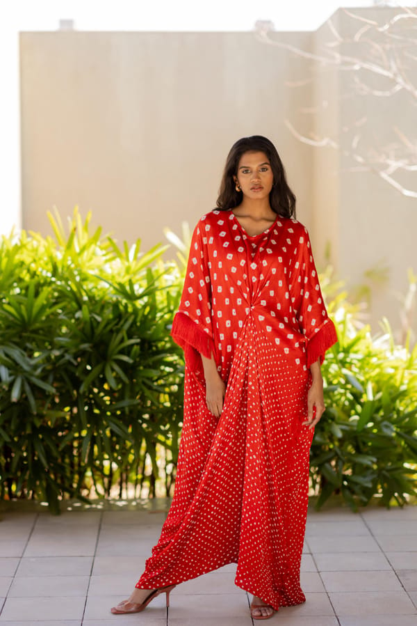 Red Fringe Kaftan — DYELOGUE