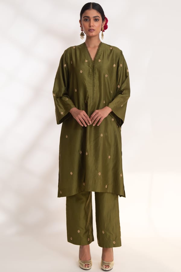 Ojal Pink Kurta Set — Chhaya Mehrotra