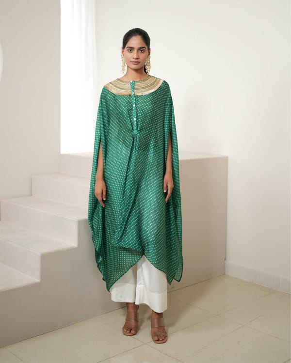 Mixology Bandhej Kurta Set-(Round Neck) — Mayura Kumar