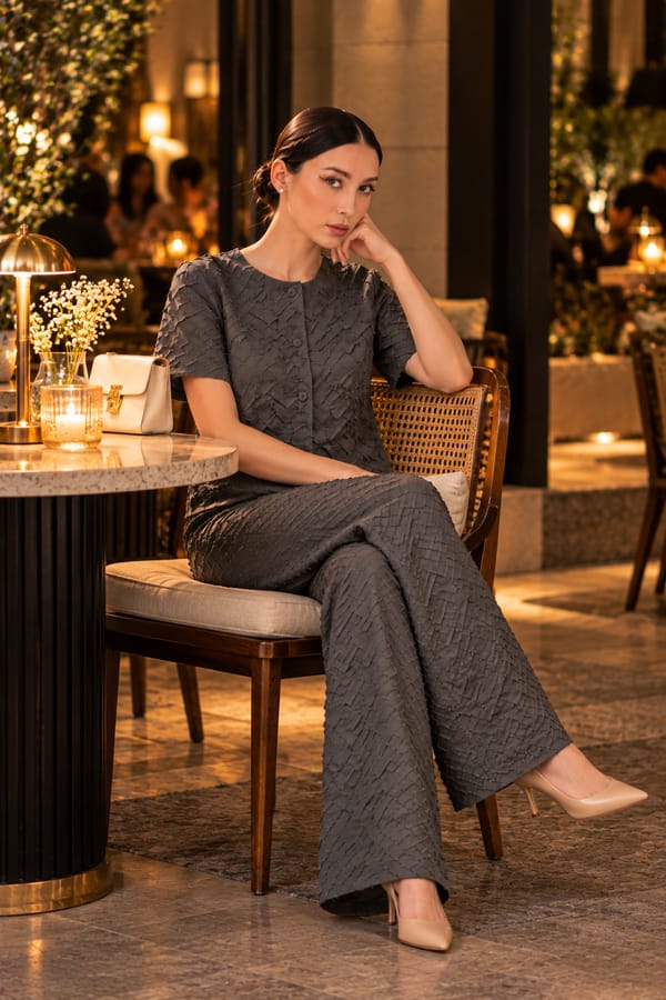 Grey Velisea Coord Set — Pleats by Aruni